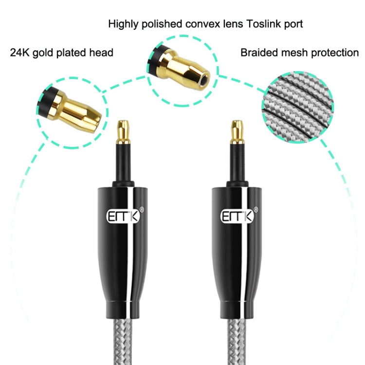 EMK QH4.0 Mini Toslink 3.5mm Interface SPDIF Audio Fiber Optical, Length: 10m(Black)
