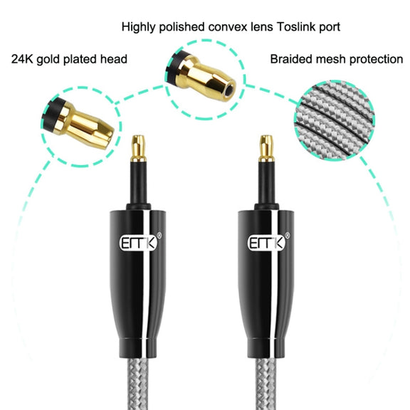 EMK QH4.0 Mini Toslink 3.5mm Interface SPDIF Audio Fiber Optical, Length: 10m(Black)