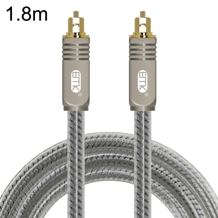 EMK YL/B Audio Digital Optical Fiber Cable Square To Square Audio Connection Cable, Length: 1.8m(Transparent Gray)