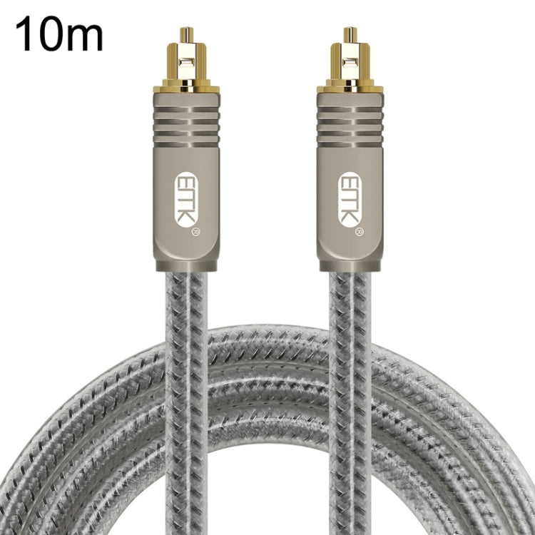 EMK YL/B Audio Digital Optical Fiber Cable Square To Square Audio Connection Cable, Length: 10m(Transparent Gray)