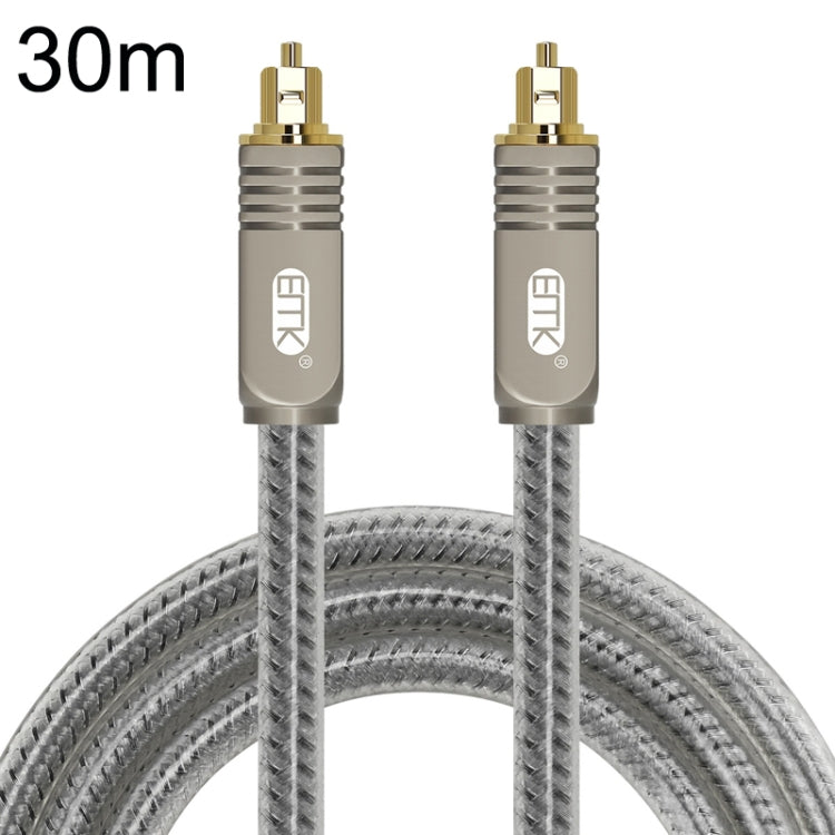 EMK YL/B Audio Digital Optical Fiber Cable Square To Square Audio Connection Cable, Length: 30m(Transparent Gray)