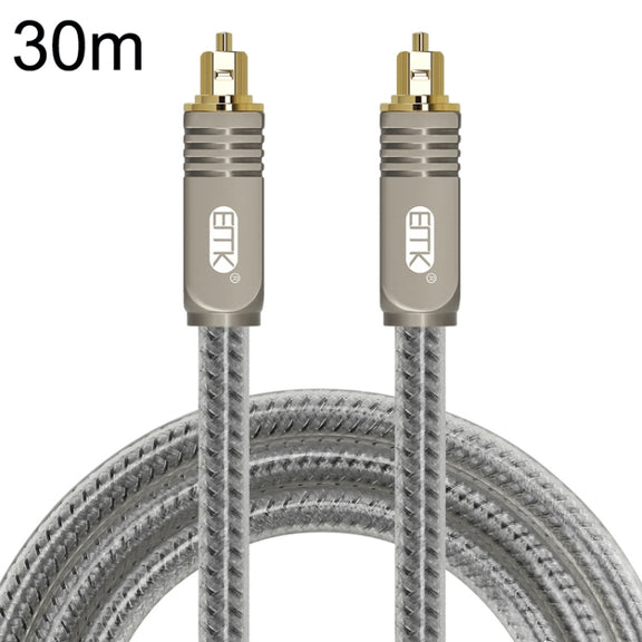EMK YL/B Audio Digital Optical Fiber Cable Square To Square Audio Connection Cable, Length: 30m(Transparent Gray)