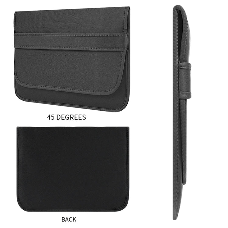 17 Inch Neoprene Laptop Lining Bag Horizontal Section Flap Clutch Bag(Black)