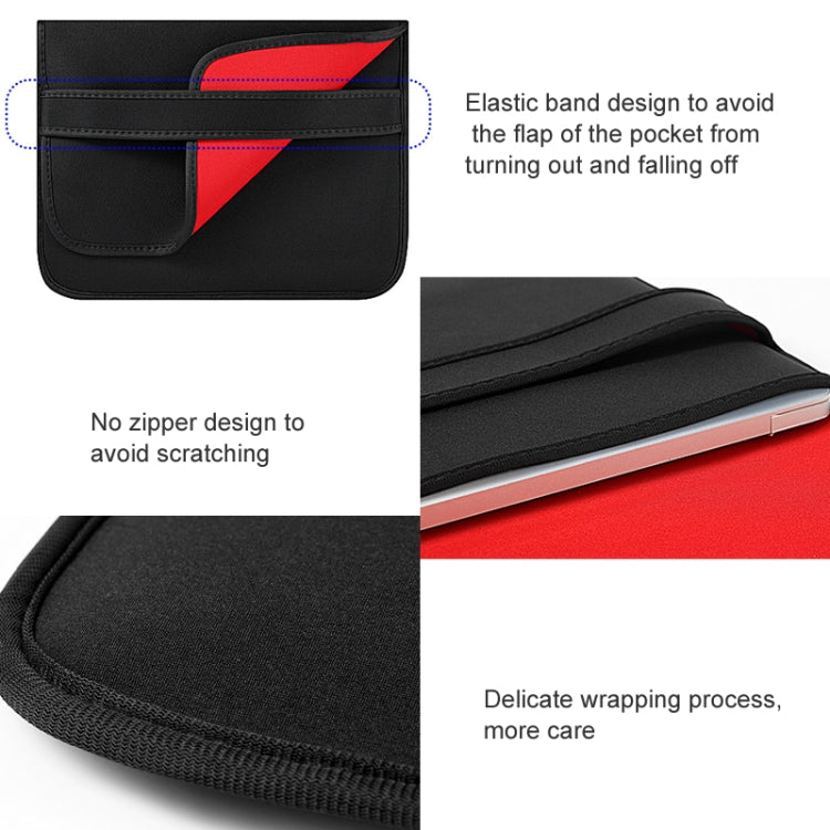 17 Inch Neoprene Laptop Lining Bag Horizontal Section Flap Clutch Bag(Black)