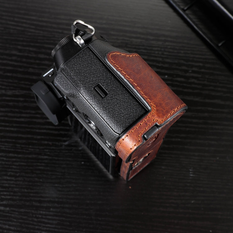 For FUJIFILM X-T5 Camera Cowhide Bag Anti-scratch Protective Case Base Cover(Brown)