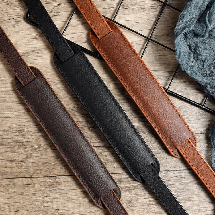 Outdoor Photography Cowhide Leather Camera Shoulder Hanging Neck Winding Strap, Spec: Top-layer (Black)