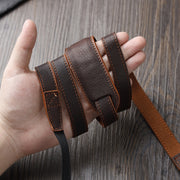 Outdoor Photography Cowhide Leather Camera Shoulder Hanging Neck Winding Strap, Spec: Top-layer (Coffee)