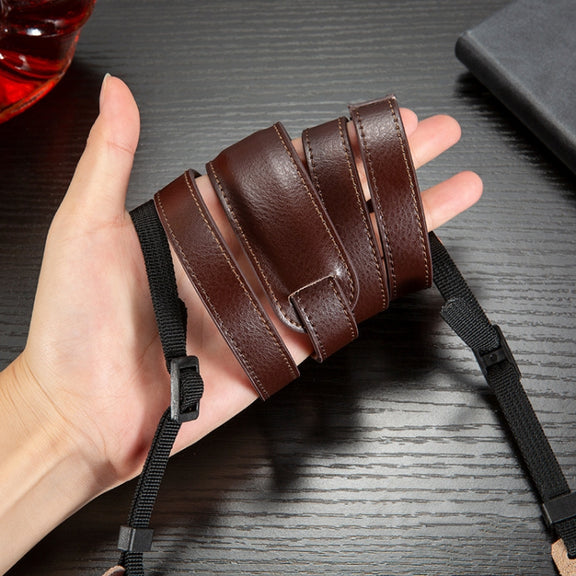 Outdoor Photography Cowhide Leather Camera Shoulder Hanging Neck Winding Strap, Spec: Split Leather (Coffee)