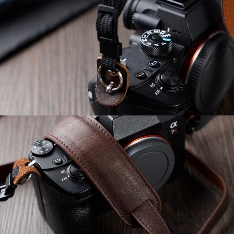 Outdoor Photography Cowhide Leather Camera Shoulder Hanging Neck Winding Strap, Spec: Split Leather (Coffee)