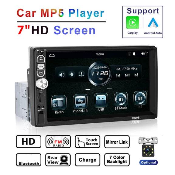 A3061 7 Inches MP5 Bluetooth Player Universal Wired CarPlay Reversing Image Integrated, Style: Standard