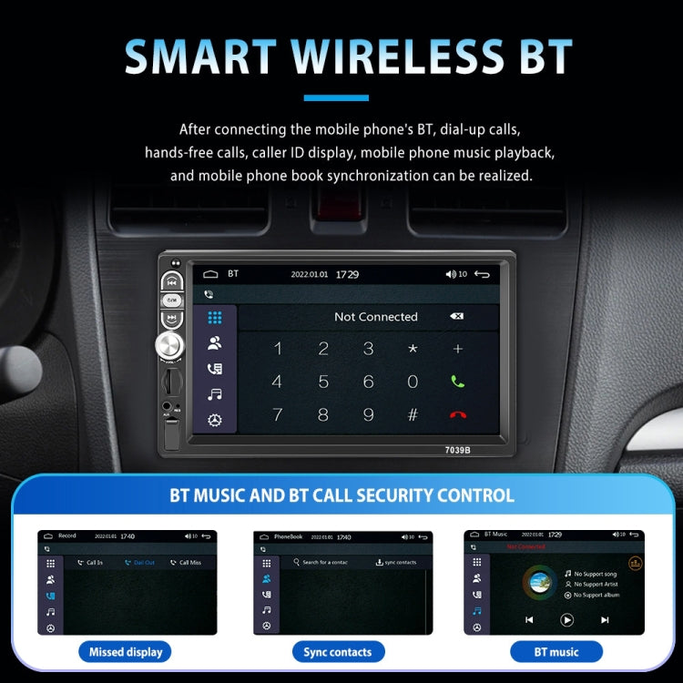 A3061 7 Inches MP5 Bluetooth Player Universal Wired CarPlay Reversing Image Integrated, Style: Standard+4 Lights Camera