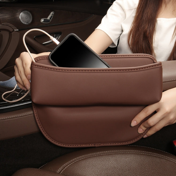 Multifunctional Car Seat Crevice Storage Box, Pattern: No Logo(Saddling brown)