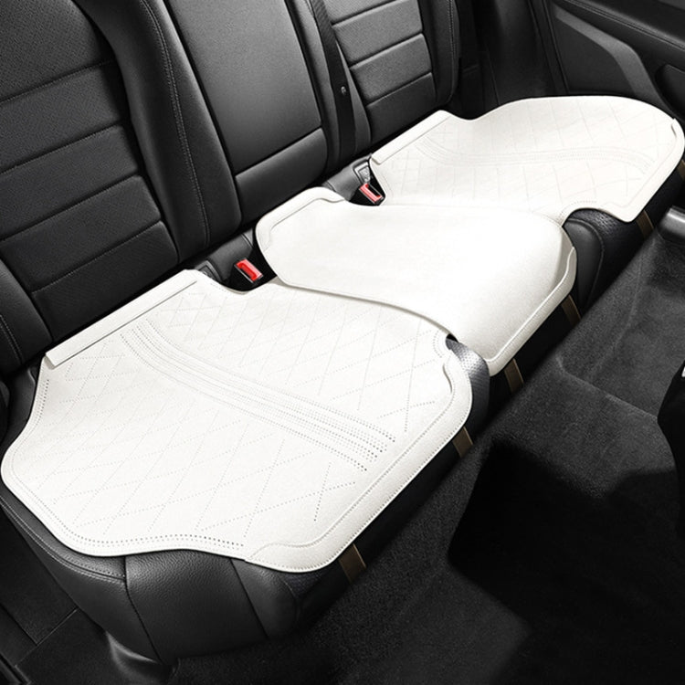 Flip-fur Car Cushion Breathable Ventilation Cushion for Four Seasons, Style: Long Rear Cushion(White)