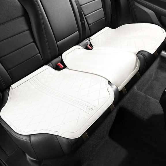 Flip-fur Car Cushion Breathable Ventilation Cushion for Four Seasons, Style: Long Rear Cushion(White)