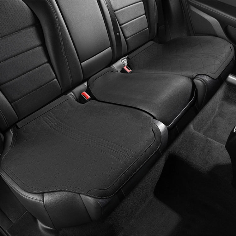 Flip-fur Car Cushion Breathable Ventilation Cushion for Four Seasons, Style: Long Rear Cushion(Black)
