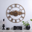 60cm Vintage Iron Round Gear Wall Clock Silent Large Art Clock(Gold+Gold Needle) - Wall Clock by PMc TechLife | Online Shopping South Africa | PMc TechLife | Buy Now Pay Later Mobicred