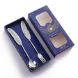 304 Stainless Steel Feather Spoon Fork Literary Tableware,Style: 2 In 1 True Color- Blue Box - free shipping - PMC TechLife - Order now!