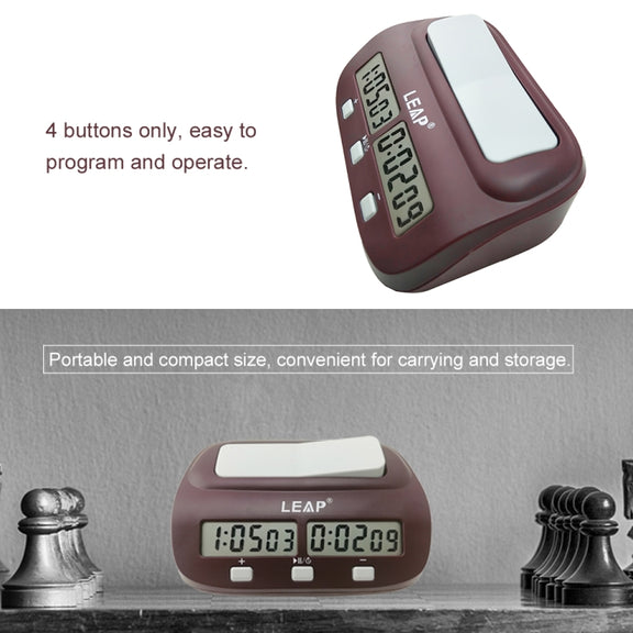 LEAP PQ9907S Chess Clock International Chess Go Clock(Wine Red)