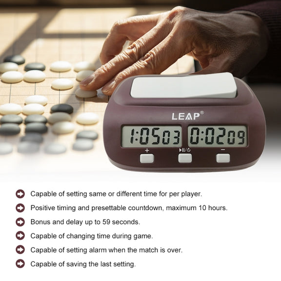 LEAP PQ9907S Chess Clock International Chess Go Clock(Wine Red)