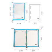 B5 9 Rings Loose-leaf Journal Clear PVC Cover Zipper Planner Notebook Without Inner Pages(Purple)