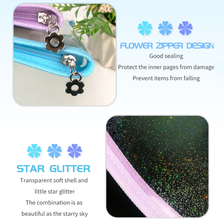 B5 9 Rings Loose-leaf Journal Clear PVC Cover Zipper Planner Notebook Without Inner Pages(Purple)