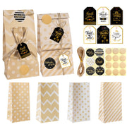 24 In 1 Point Striped Cowhide Paper Bag Retro Thanks Gift Bag Party Bakery Biscuits Candy Bag(Style 1)
