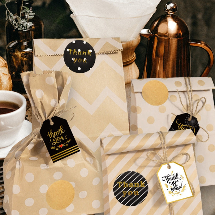 24 In 1 Point Striped Cowhide Paper Bag Retro Thanks Gift Bag Party Bakery Biscuits Candy Bag(Style 1)