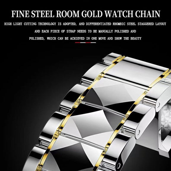 BINBOND B5552 Luminous Multifunctional Business Calendar Quartz Watch(Female-Inter-gold-White)