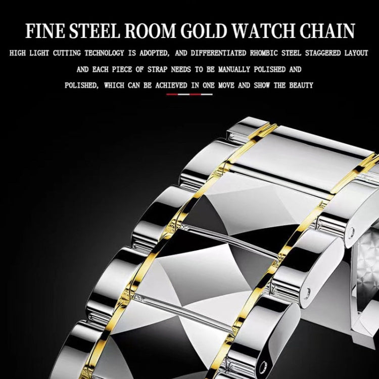 BINBOND B5552 Luminous Multifunctional Business Calendar Quartz Watch(Inter-gold-Black)