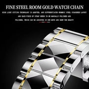 BINBOND B5552 Luminous Multifunctional Business Calendar Quartz Watch(Inter-gold-Black)