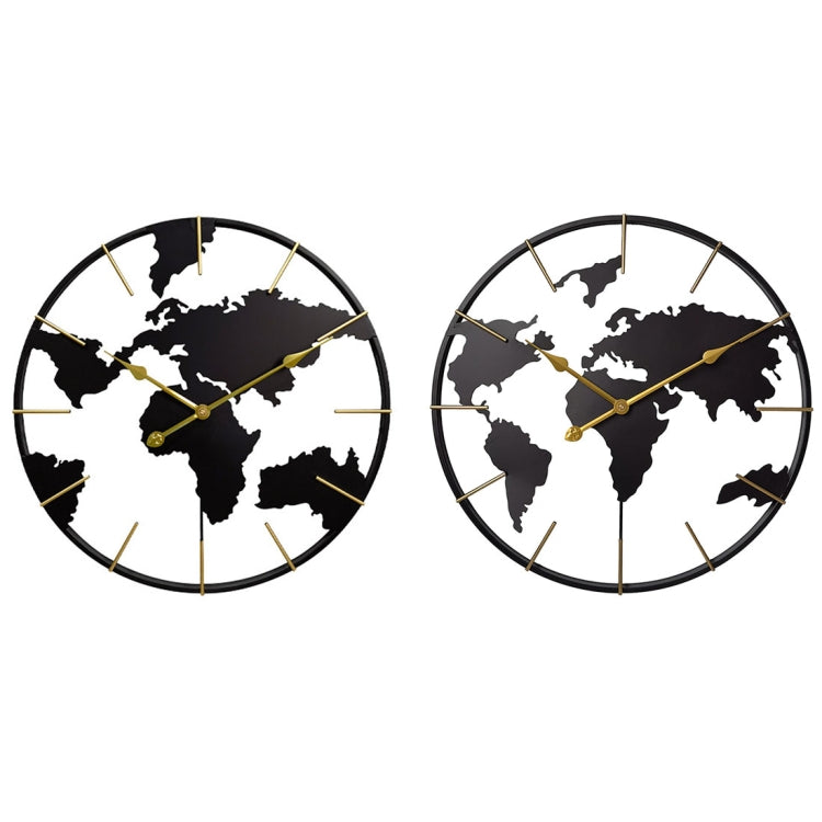 0818 3D Stereo World Map Art Wall Decoration Clock Round Wall Clock(Style 1)