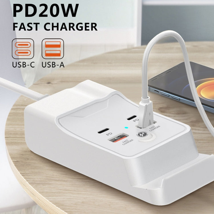 PD 20W Dual USB-C / Type-C + Dual USB 4-Port Fast Charging Hub For Smartphone Tablet USB Plug