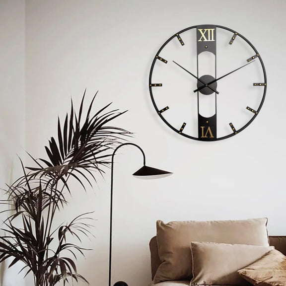 YX8836 Home Decor Wall Clock Wrought Iron Rivet Scale Silent Clock, Size: 60cm