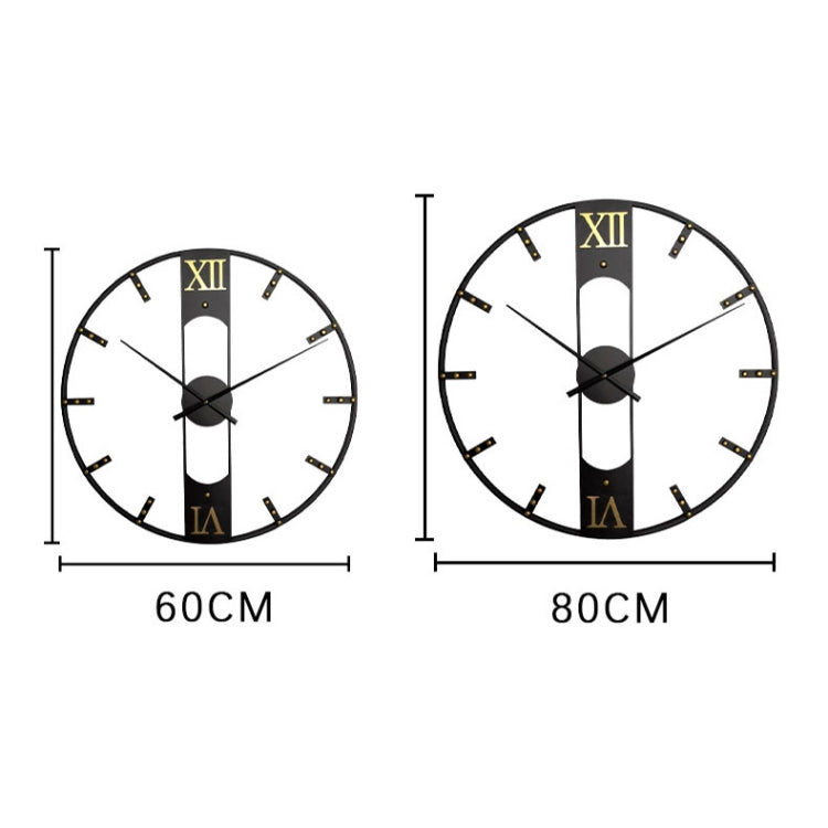 YX8836 Home Decor Wall Clock Wrought Iron Rivet Scale Silent Clock, Size: 60cm