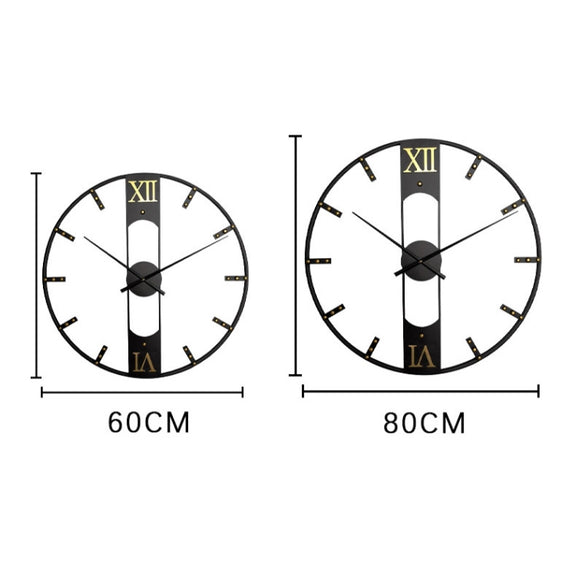 YX8836 Home Decor Wall Clock Wrought Iron Rivet Scale Silent Clock, Size: 60cm