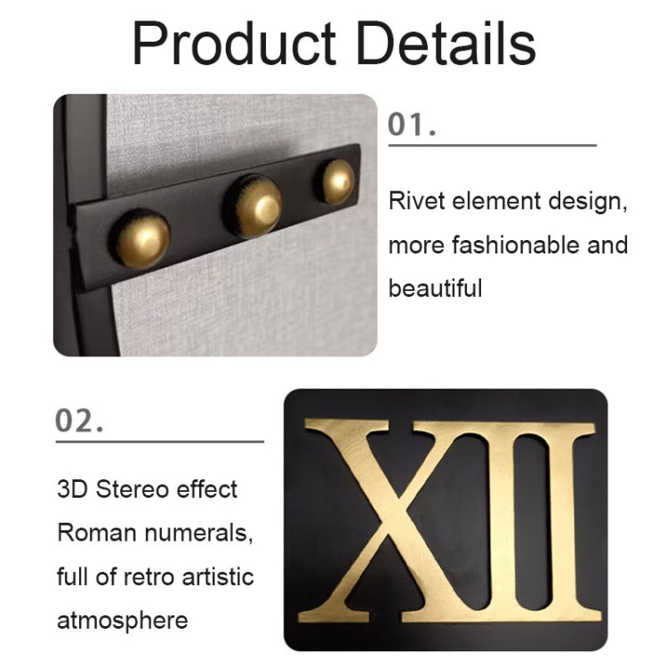 YX8836 Home Decor Wall Clock Wrought Iron Rivet Scale Silent Clock, Size: 60cm