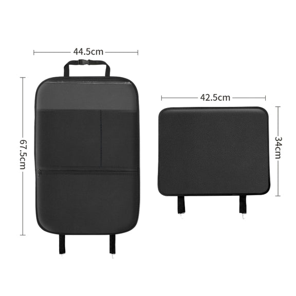 Car Seat Back Children Anti-kick Pad Back Rear Anti-dirty Universal Leather Protection Pad Storage Bag All Inclusive Version (Black)