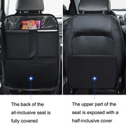 Car Seat Back Children Anti-kick Pad Back Rear Anti-dirty Universal Leather Protection Pad Storage Bag All Inclusive Version (Black)