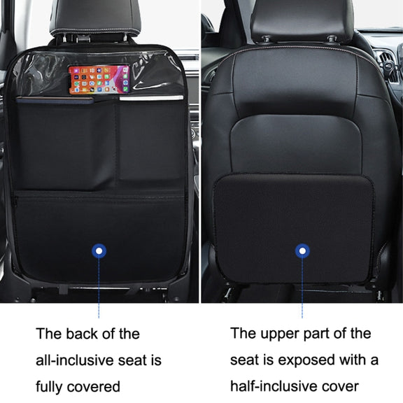 Car Seat Back Children Anti-kick Pad Back Rear Anti-dirty Universal Leather Protection Pad Storage Bag All Inclusive Version (Black)
