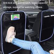 Car Seat Back Children Anti-kick Pad Back Rear Anti-dirty Universal Leather Protection Pad Storage Bag All Inclusive Version (Black)