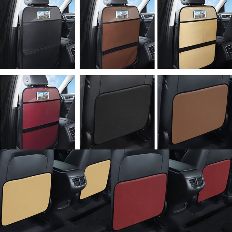 Car Seat Back Children Anti-kick Pad Back Rear Anti-dirty Universal Leather Protection Pad Storage Bag All Inclusive Version (Brown)