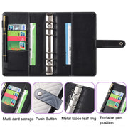 A6 PU Macaron Gradient Color Loose-leaf Notepad Notebook Budget Book(Black)