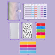 A6 PU Macaron Gradient Color Loose-leaf Notepad Notebook Budget Book(Purple)
