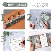 H666 A6 Loose-leaf Binder Cash Budget Handbook Vintage PU Leather Notebook with Window(Light Gray)
