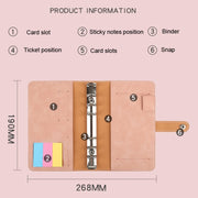 H666 A6 Loose-leaf Binder Cash Budget Handbook Vintage PU Leather Notebook with Window(Light Gray)