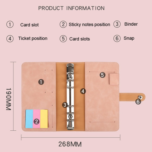 H666 A6 Loose-leaf Binder Cash Budget Handbook Vintage PU Leather Notebook with Window(Light Gray)