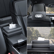Car Sunshade Board Seat Back Tissue Box Multi-functional Elastic Belt Leather Paper Box(Black)