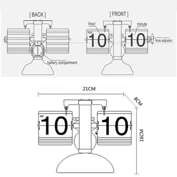 HY-F001 Auto-turning Balance-shaped Clock Home Decorative Flop Clock, Spec: Single (White)