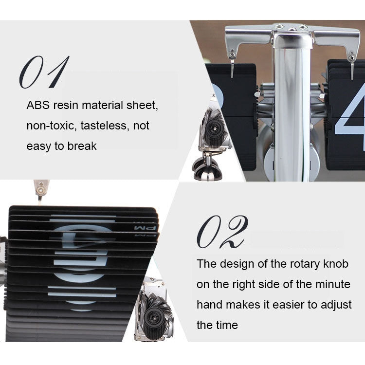 HY-F001 Auto-turning Balance-shaped Clock Home Decorative Flop Clock, Spec: Single (Full Black)