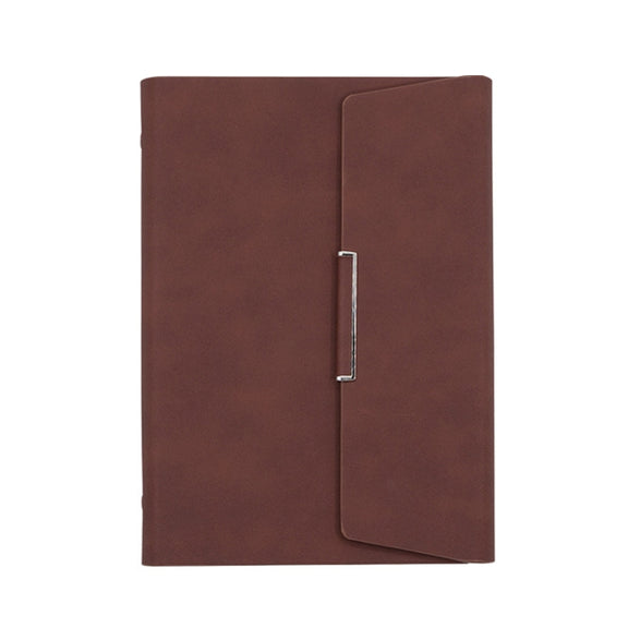 6 Hole Three Fold Loose-leaf Case A5 Business Notebook Office Stationery Notepad(Brown)